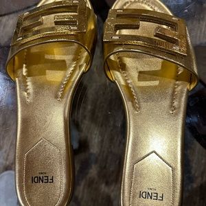 Fendi Gold Slides